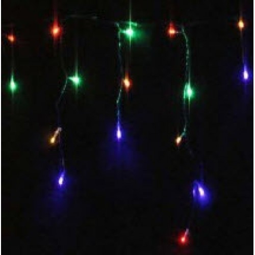 26M 800LED Solar Icicle Lights - Multi Colour( Green Cable)