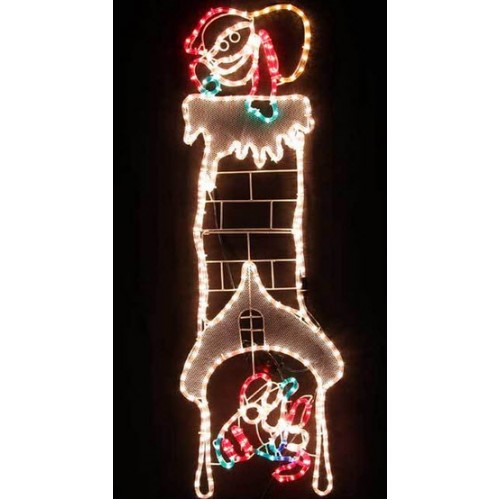 120CM*40CM. LED Animated Santa Climbing Chimney Christmas Motif Rope Lights 