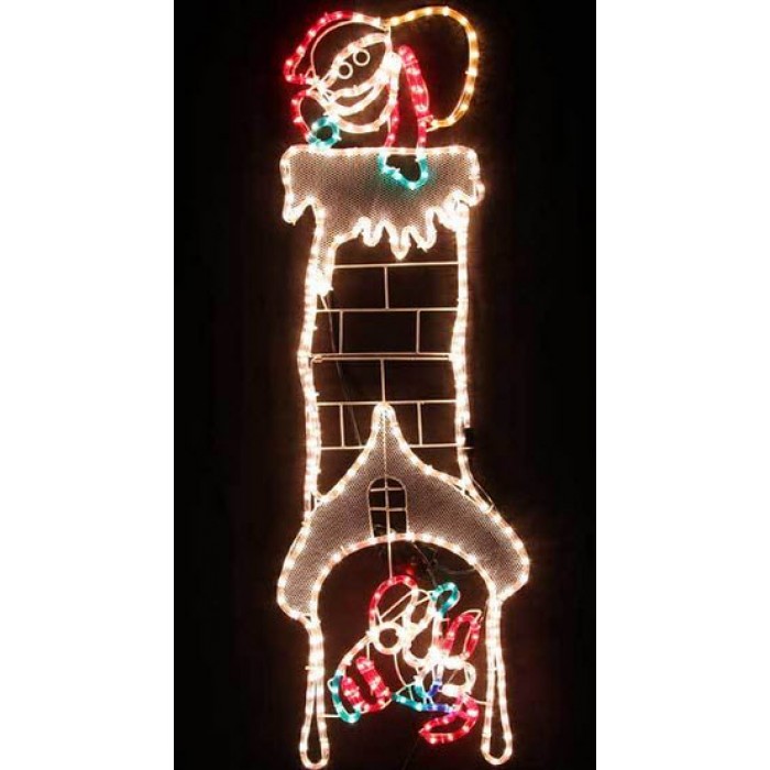 120CM*40CM. LED Animated Santa Climbing Chimney Christmas Motif Rope Lights